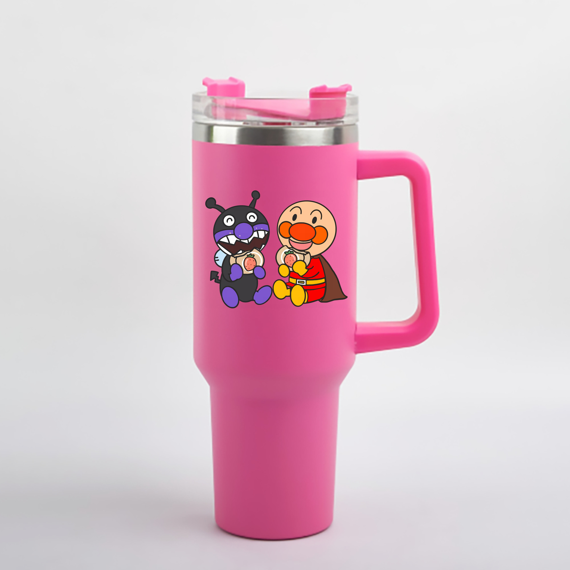 （画像用） アンパンマン Anpanman 1200mL車用タンブラー - クリスタルステッカー（プラスチックストロー付き）